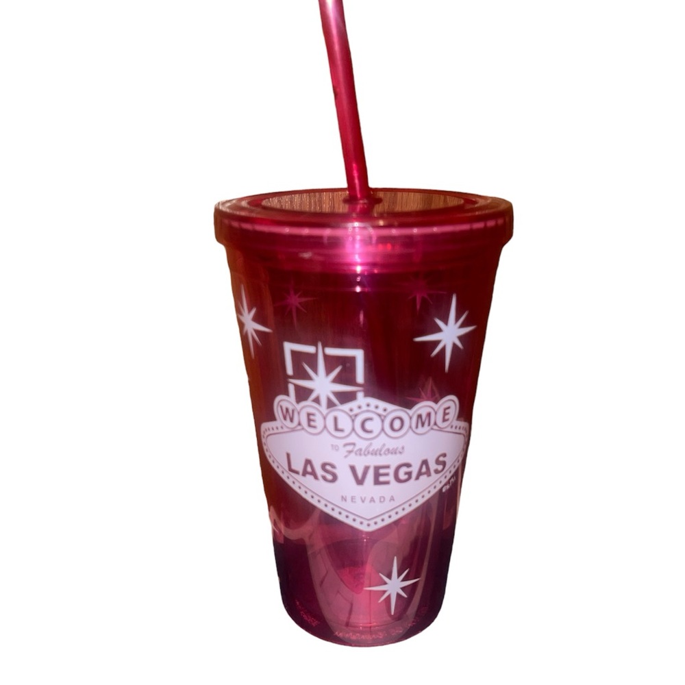 New Hot Pink Las Vegas Tumbler with Straw